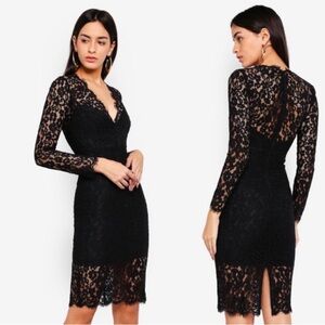 Bardot Black Lace Long Sleeve Dress XS